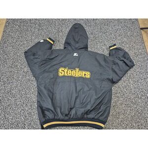 Vintage Pittsburgh Steelers Starter Puffer Jacket Full Zip Hooded Mens XL